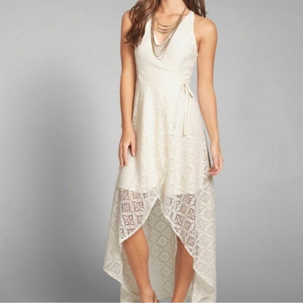 Abercrombie & Fitch Lace Wrap High Low Maxi Dress